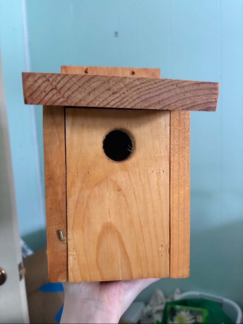 Natural Wood Bird House - handmade - Light Brown